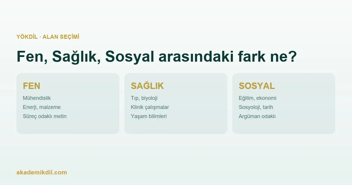 Fen, Sağlık, Sosyal: YÖKDİL Alanları Arasındaki Farklar Ne?