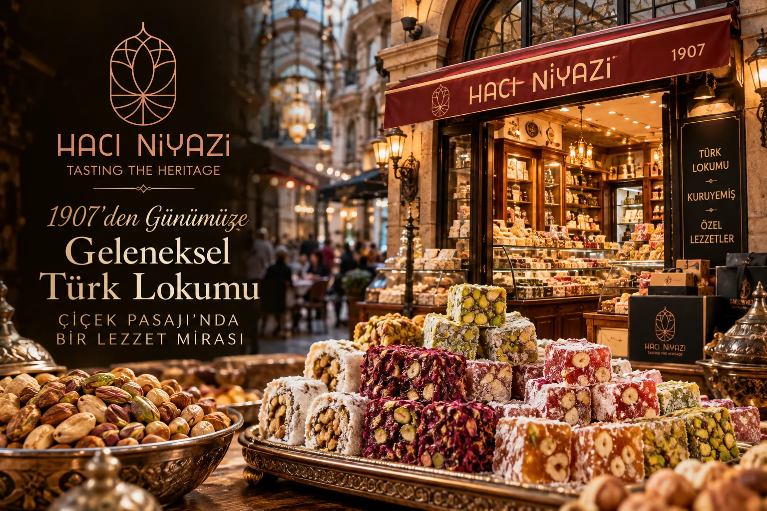 İstanbul’un Tarihi Lezzet Duraklarından Hacı Niyazi Efendi, Çiçek Pasajı’nda Geleneksel Lokum Kültürünü Yaşatıyor